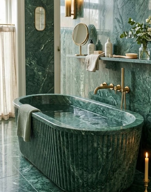 Green marble bathroom