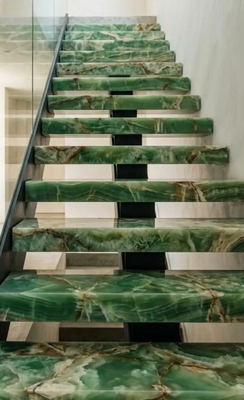 Green marble staircase