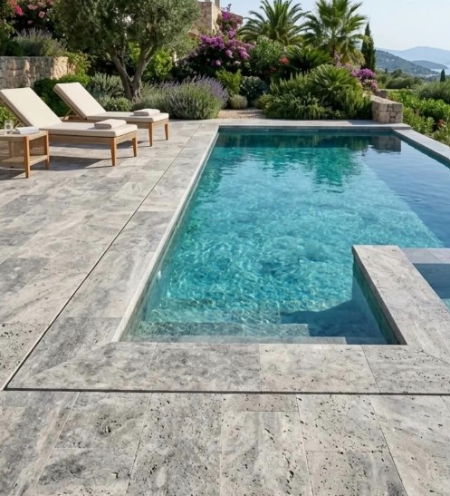 Marble pool surround